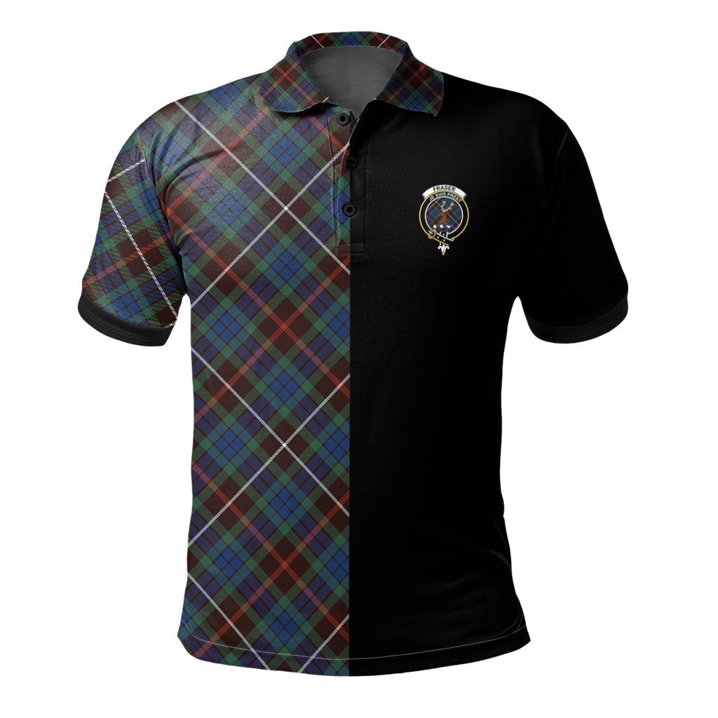 Fraser Hunting Ancient Tartan Polo Shirt Half of Me - Cross Style