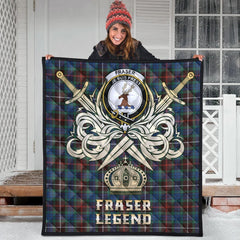 Fraser Hunting Ancient Tartan Crest Legend Gold Royal Premium Quilt