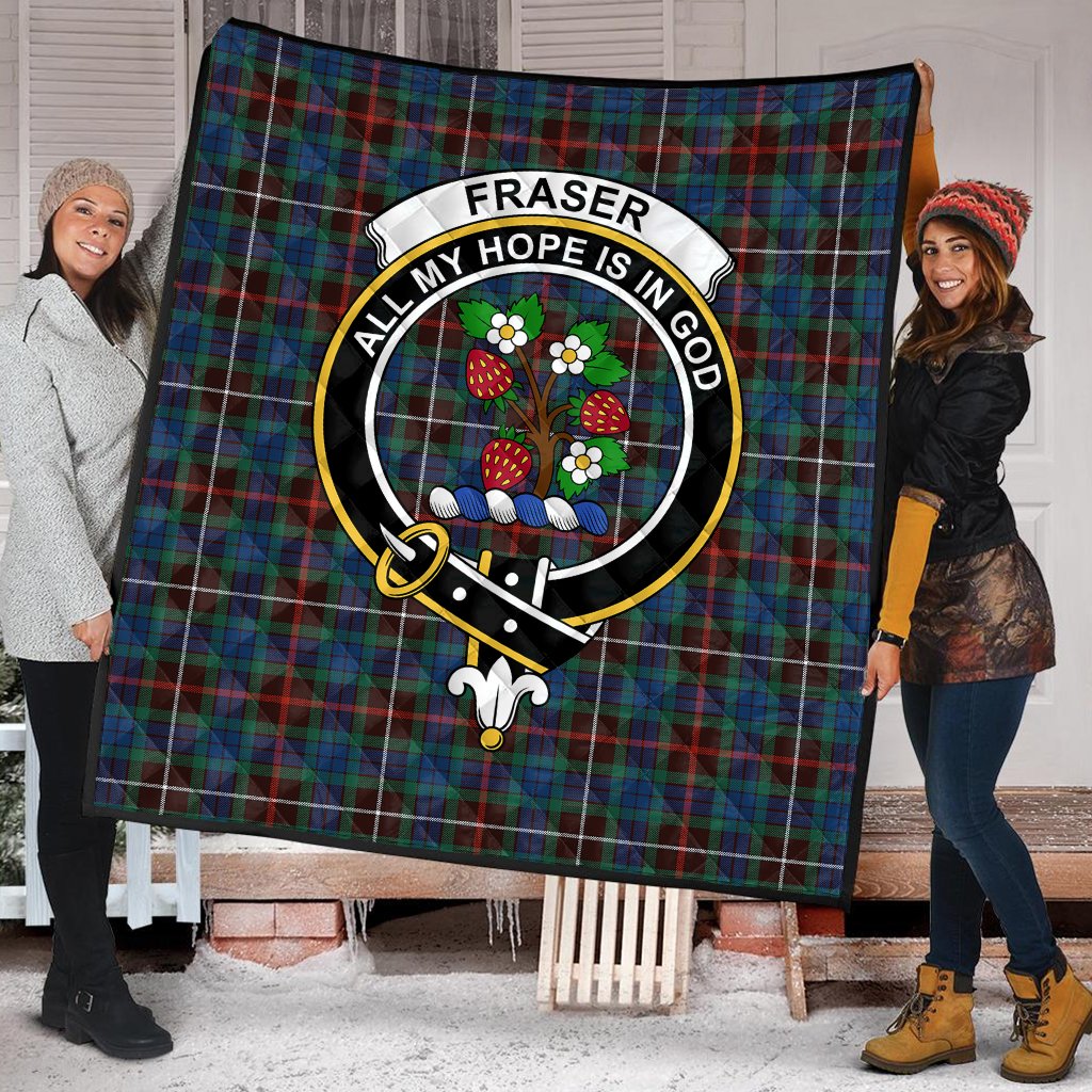 Fraser Hunting Ancient Tartan Crest Quilt