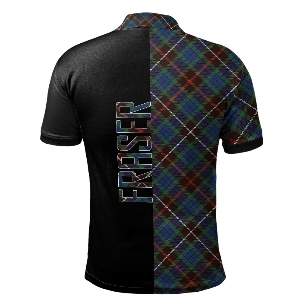 Fraser Hunting Ancient Tartan Polo Shirt Half of Me - Cross Style
