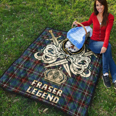 Fraser Hunting Ancient Tartan Crest Legend Gold Royal Premium Quilt