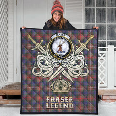 Fraser Hunting Modern Tartan Crest Legend Gold Royal Premium Quilt