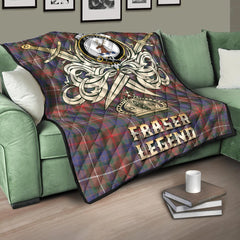 Fraser Hunting Modern Tartan Crest Legend Gold Royal Premium Quilt