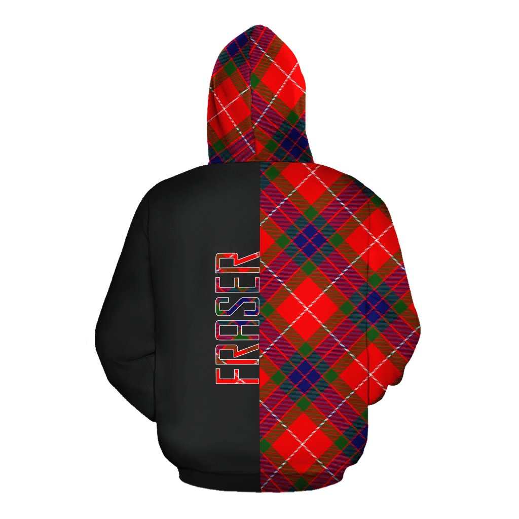 Fraser Modern Tartan Hoodie Half of Me - Cross Style