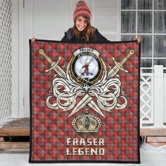 Fraser Weathered Tartan Crest Legend Gold Royal Premium Quilt