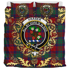 Fraser of Altyre Tartan Crest Bedding Set - Golden Thistle Style