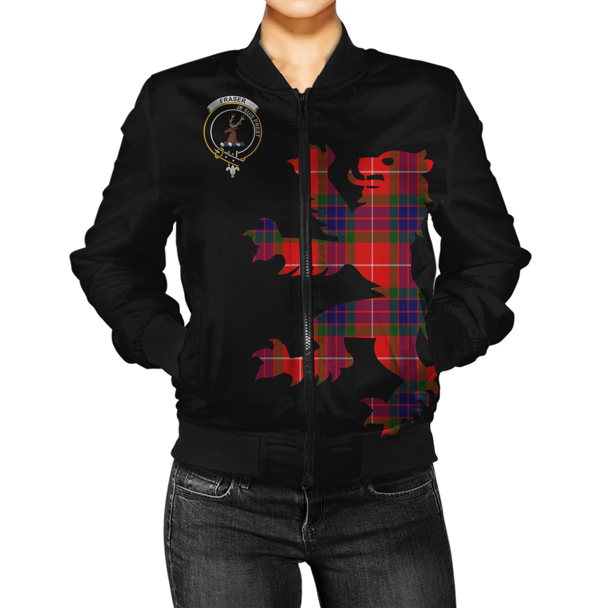 Fraser (of Lovat) Tartan Bomber Jacket Lion & Thistle