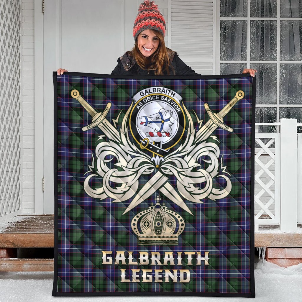 Galbraith Modern Tartan Crest Legend Gold Royal Premium Quilt
