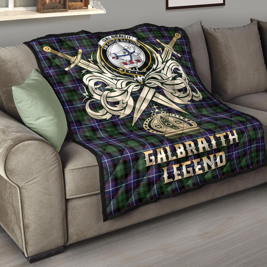 Galbraith Modern Tartan Crest Legend Gold Royal Premium Quilt