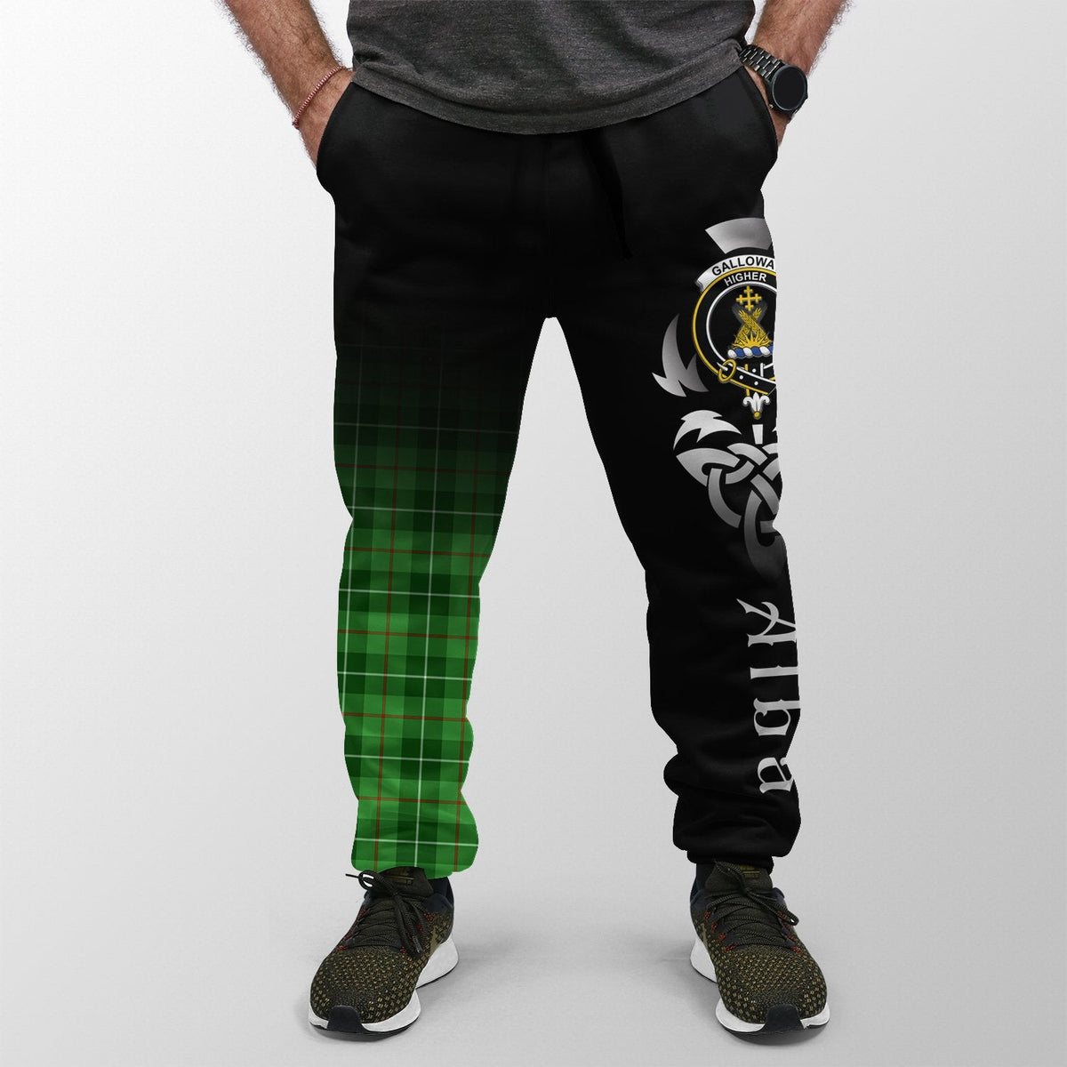 Galloway District Tartan Crest Jogger Sweatpants - Alba Celtic Style