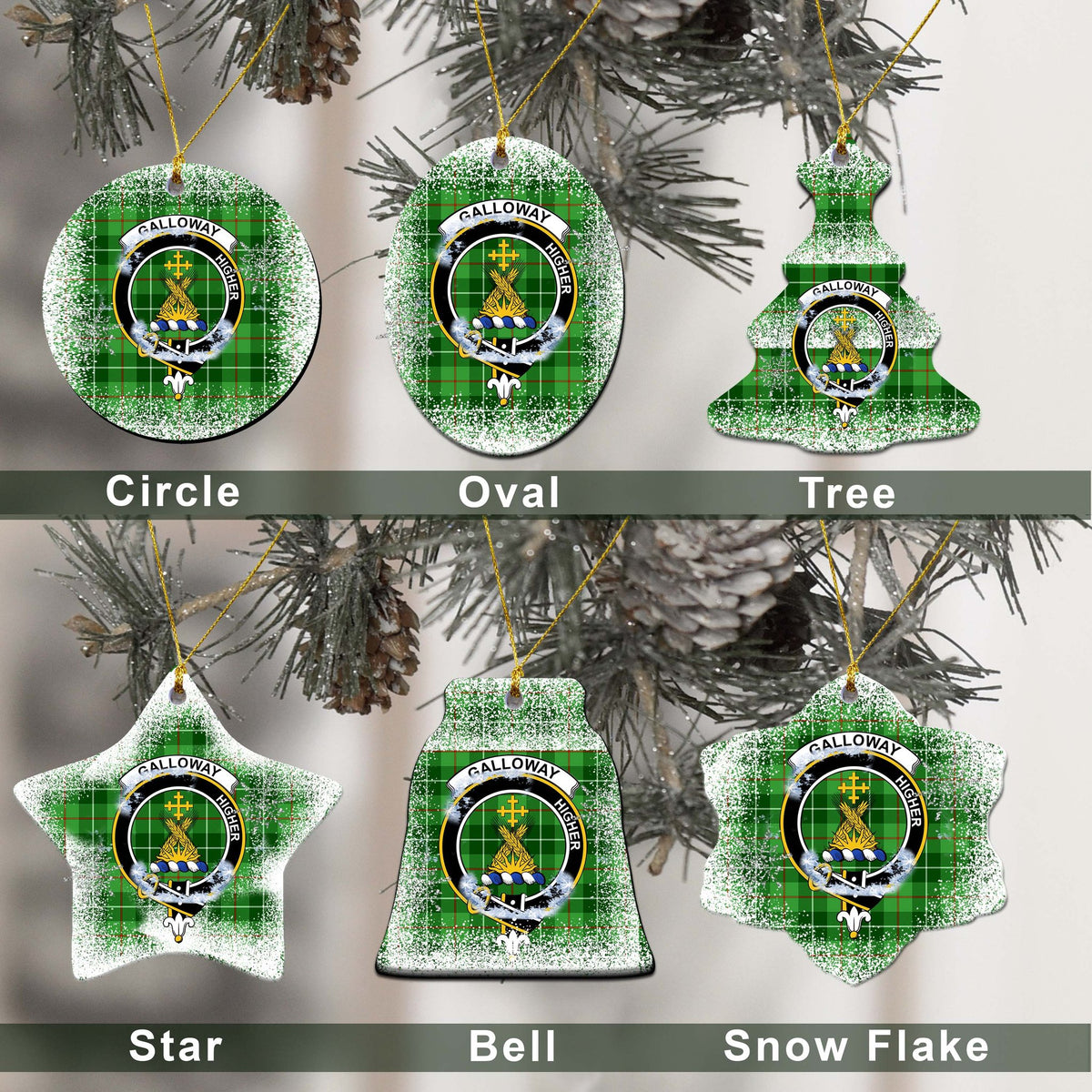 Galloway Tartan Christmas Ceramic Ornament - Snow Style