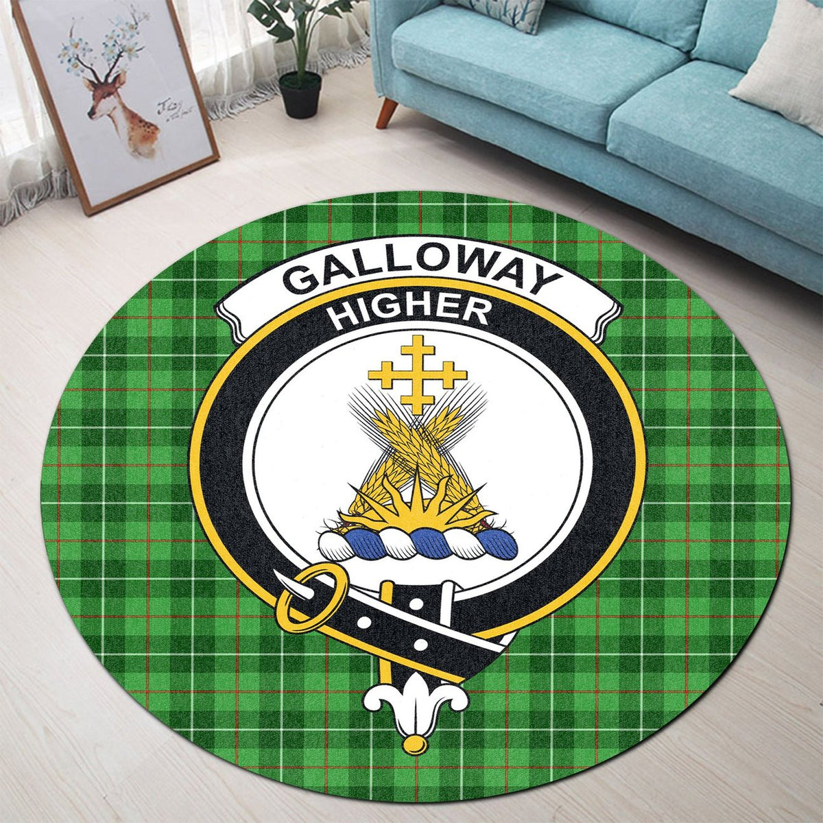 Galloway Tartan Crest Round Rug