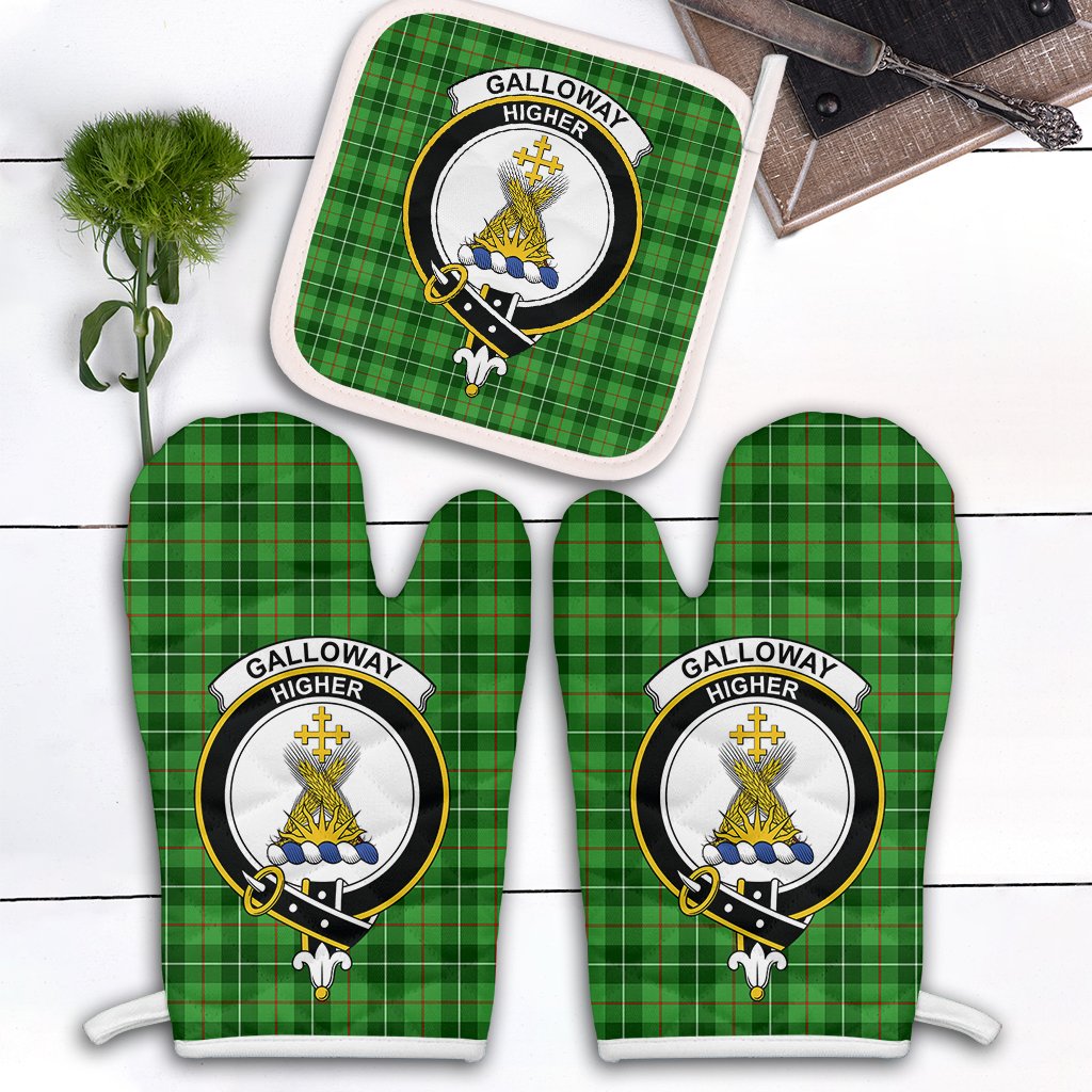 Galloway Tartan Crest Oven Mitt And Pot Holder (2 Oven Mitts + 1 Pot Holder)