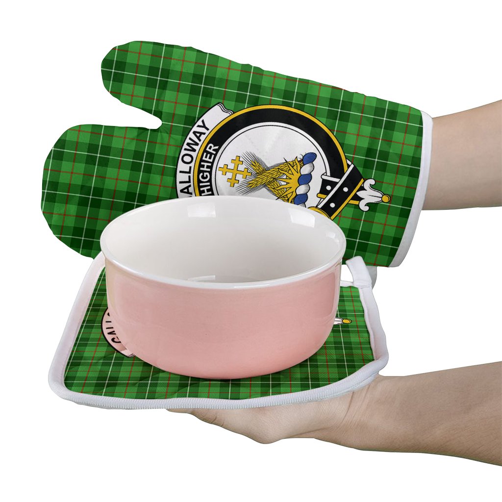 Galloway Tartan Crest Oven Mitt And Pot Holder (2 Oven Mitts + 1 Pot Holder)