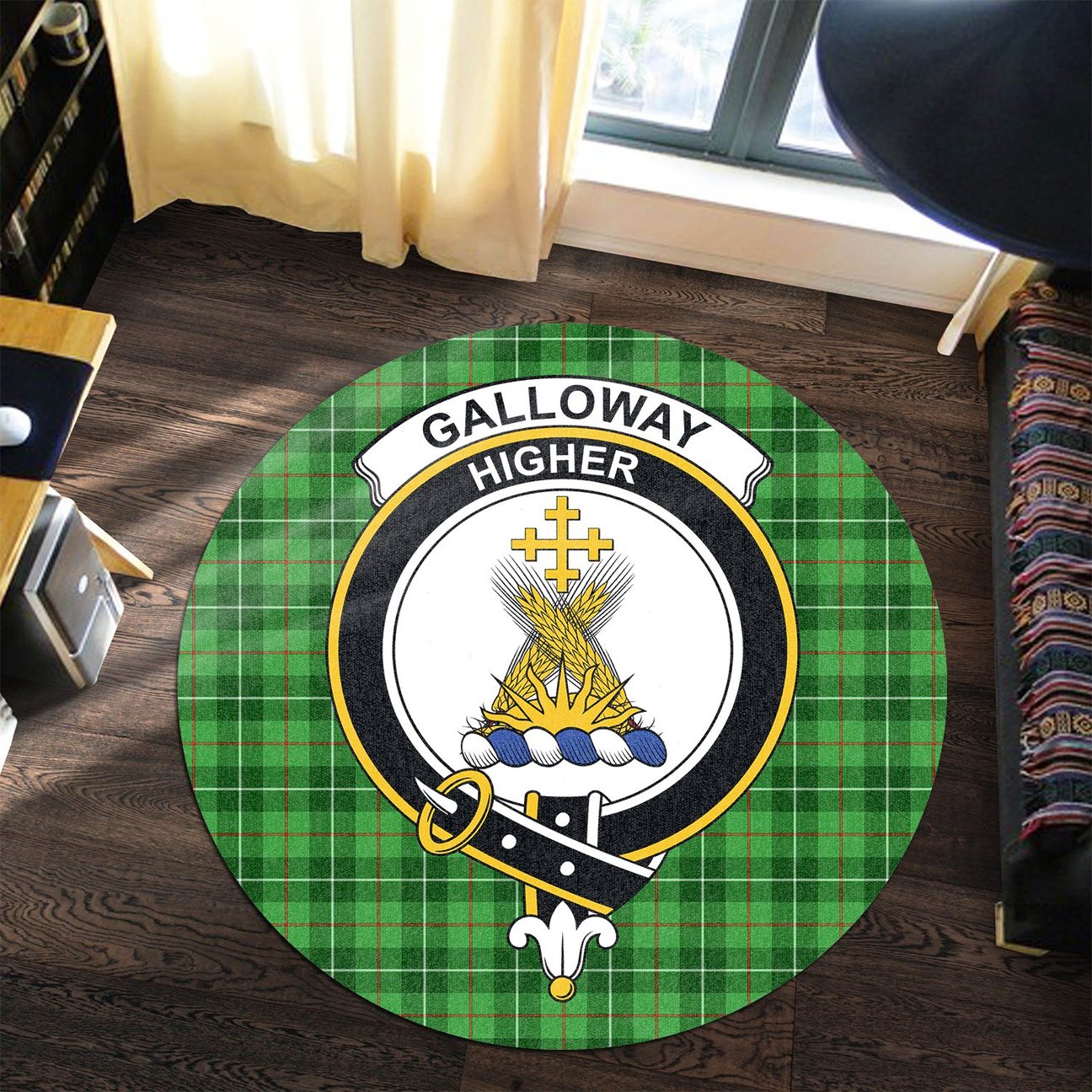 Galloway Tartan Crest Round Rug