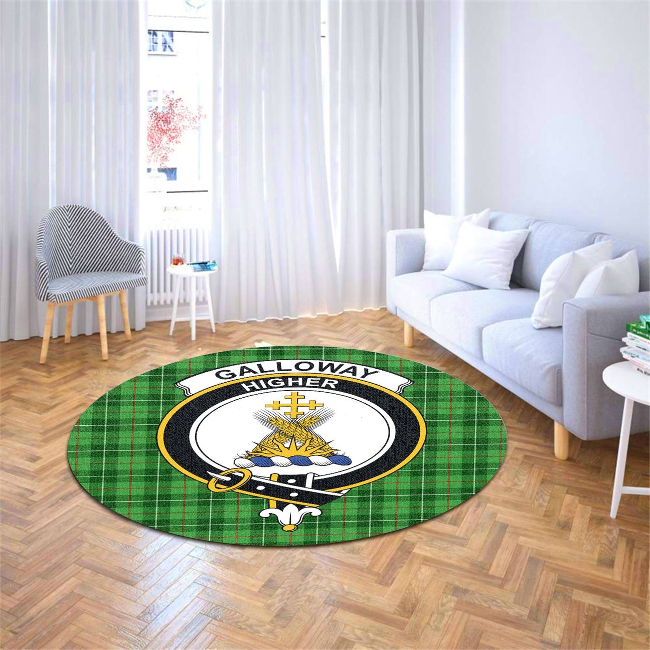 Galloway Tartan Crest Round Rug