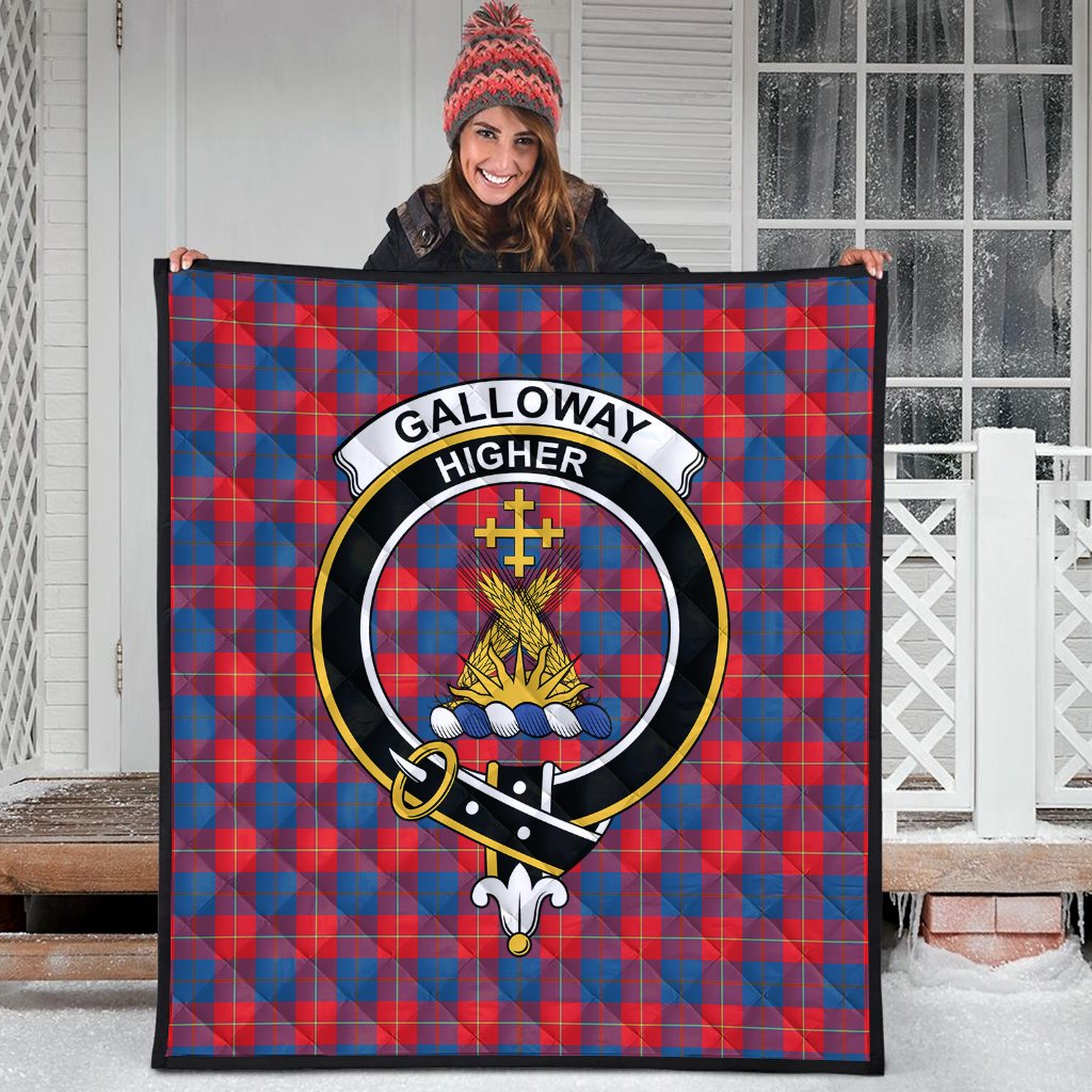 Galloway Red Tartan Crest Quilt