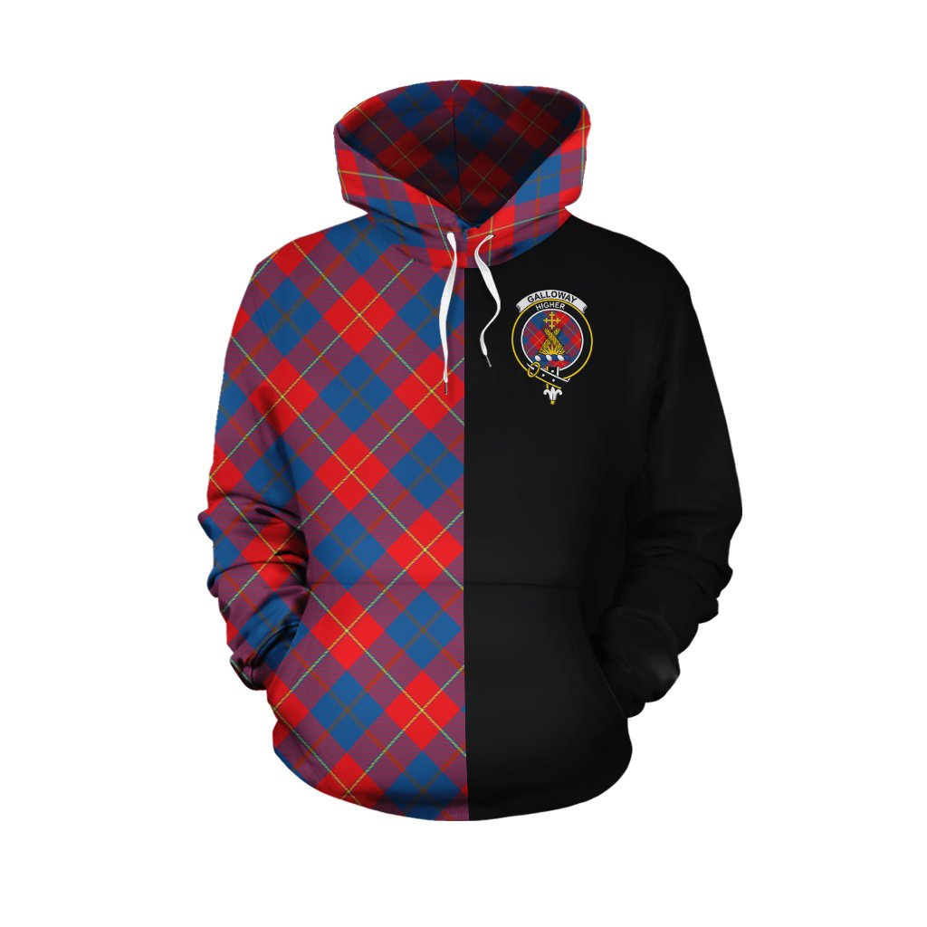 Galloway Red Tartan Hoodie Half of Me - Cross Style