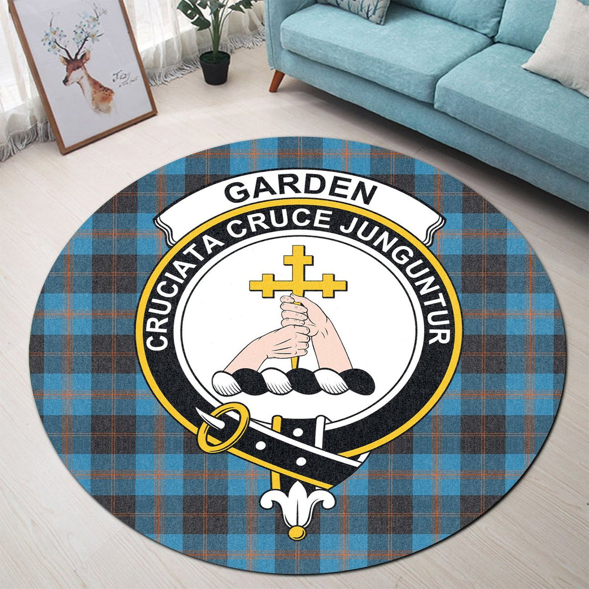 Garden Tartan Crest Round Rug