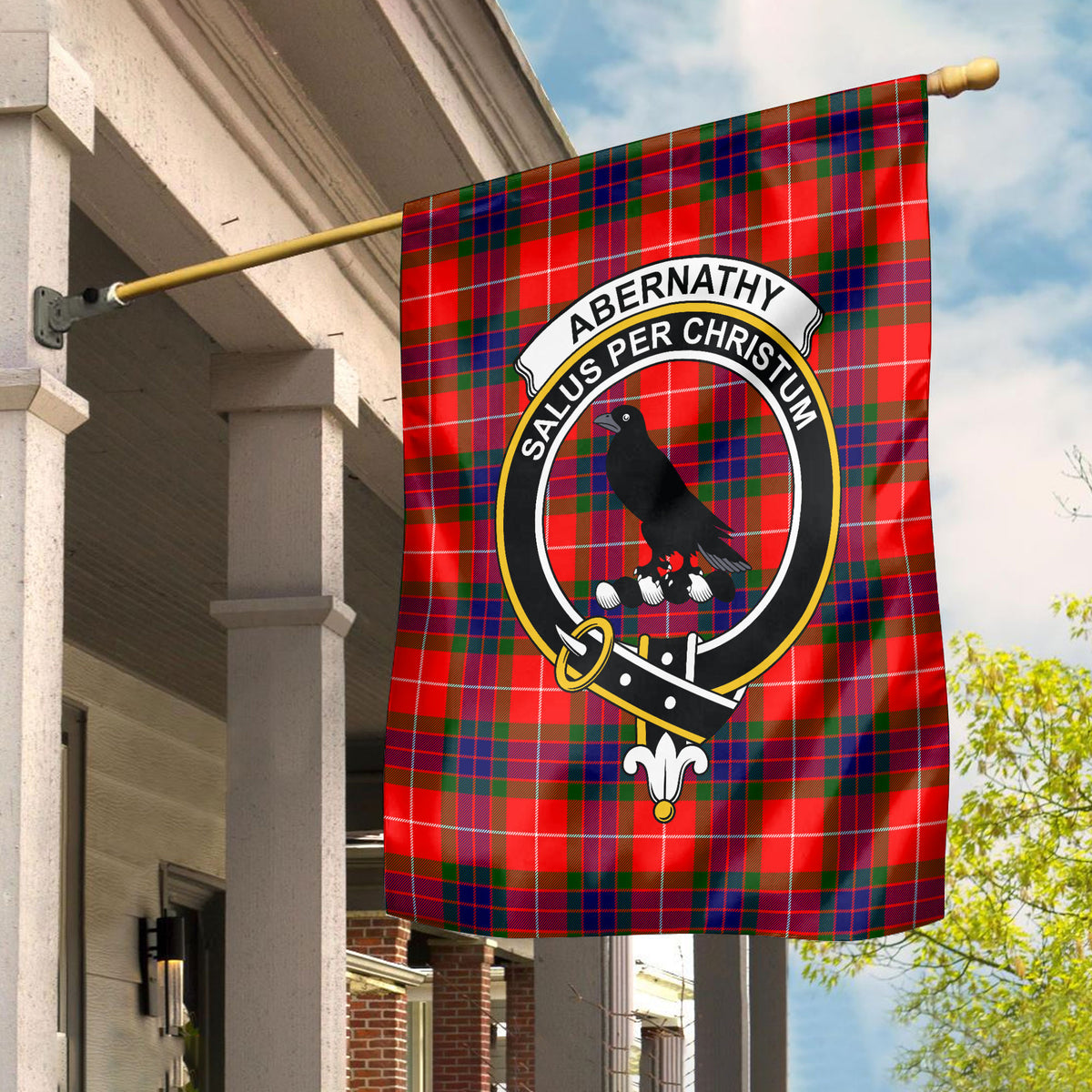 Abernathy Tartan Crest Garden Flag