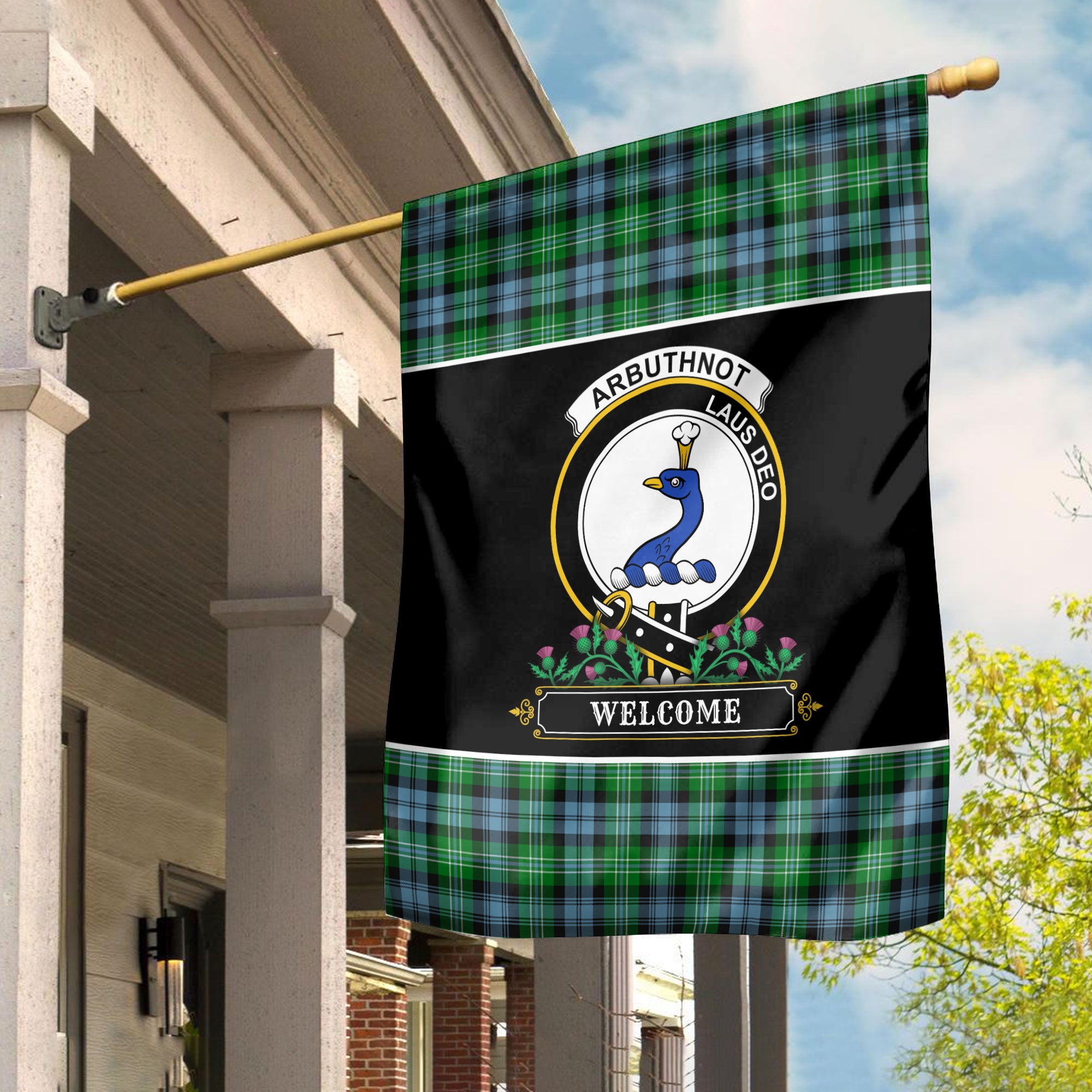 Arbuthnot Ancient Tartan Crest Garden Flag - Welcome Style