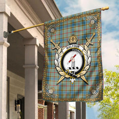 Balfour Blue Tartan Crest Garden Flag - Celtic Thistle Style