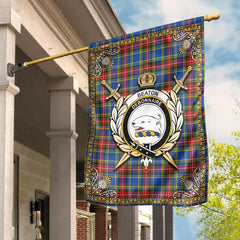 Beaton Modern Tartan Crest Garden Flag - Celtic Thistle Style