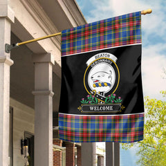 Beaton Modern Tartan Crest Garden Flag - Welcome Style