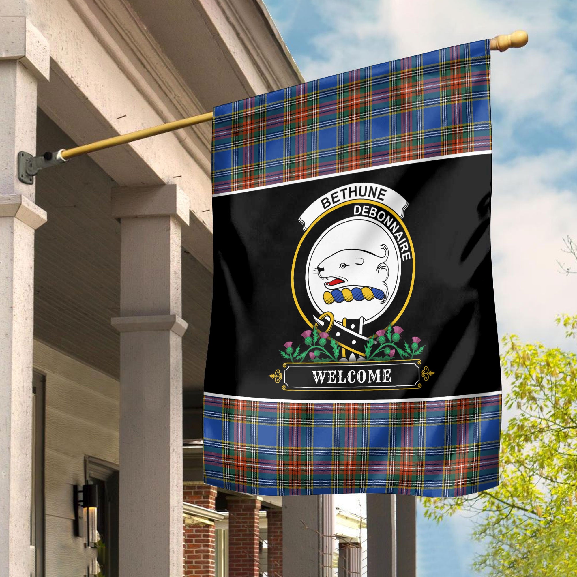 Bethune Ancient Tartan Crest Garden Flag - Welcome Style