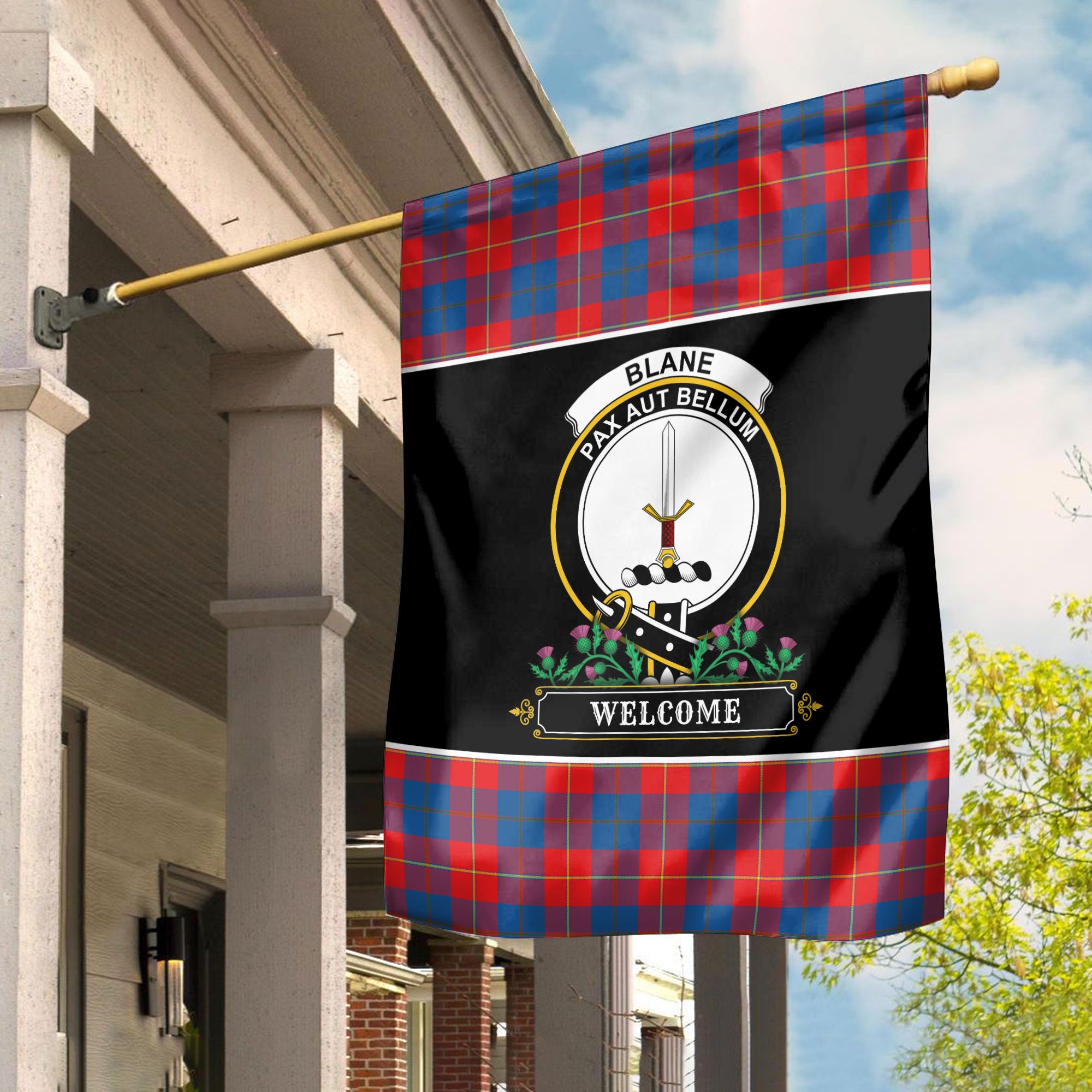 Blane Tartan Crest Garden Flag - Welcome Style