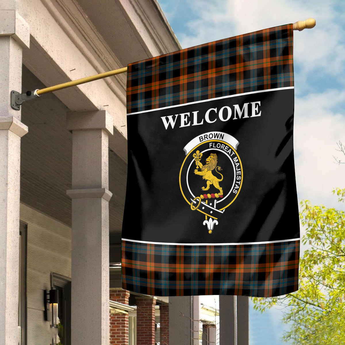 Brown Ancient Tartan Crest Black Garden Flag