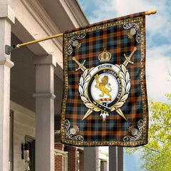 Brown Ancient Tartan Crest Garden Flag - Celtic Thistle Style