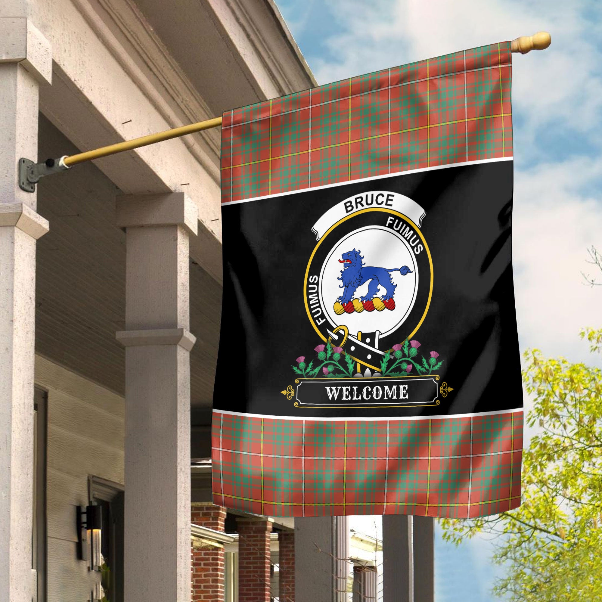 Bruce Ancient Tartan Crest Garden Flag - Welcome Style