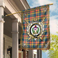 Buchanan Ancient Tartan Crest Garden Flag - Celtic Thistle Style