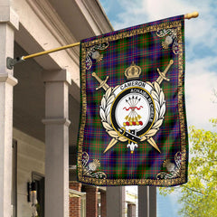 Cameron of Erracht Modern Tartan Crest Garden Flag - Celtic Thistle Style