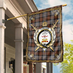 Cameron of Erracht Weathered Tartan Crest Garden Flag - Celtic Thistle Style