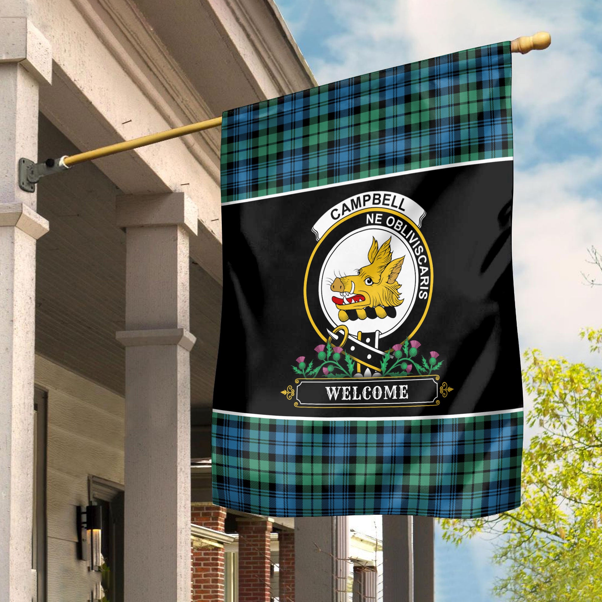 Campbell Ancient 01 Tartan Crest Garden Flag - Welcome Style