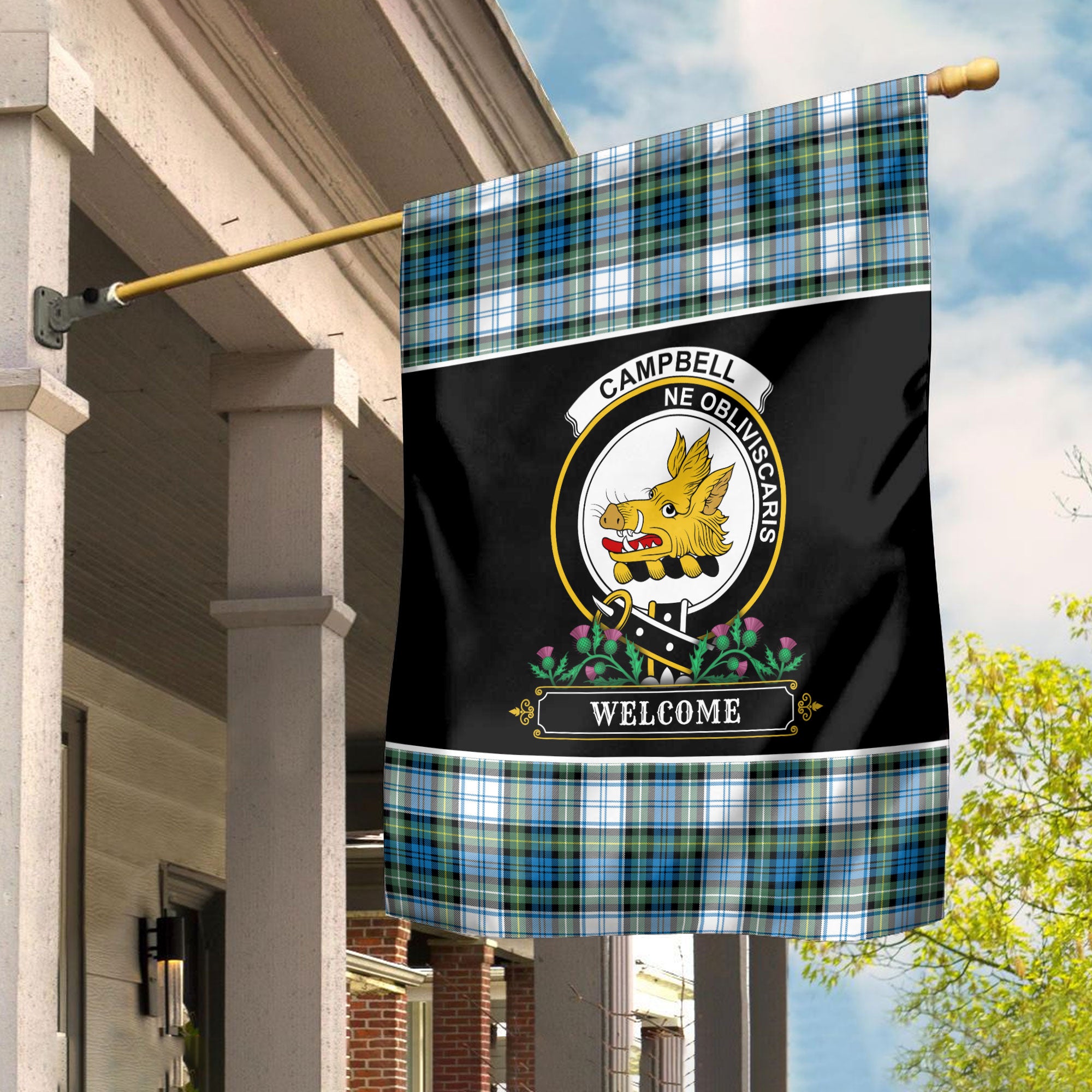 Campbell Dress Ancient Tartan Crest Garden Flag - Welcome Style