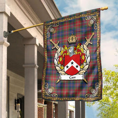 Carr Tartan Crest Garden Flag - Celtic Thistle Style