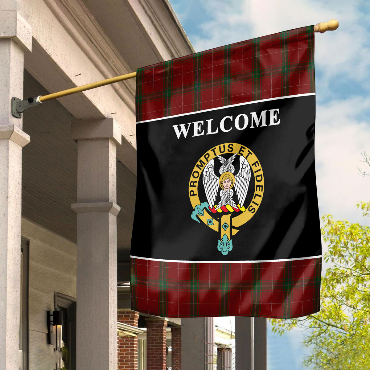 Carruthers Tartan Crest Black Garden Flag