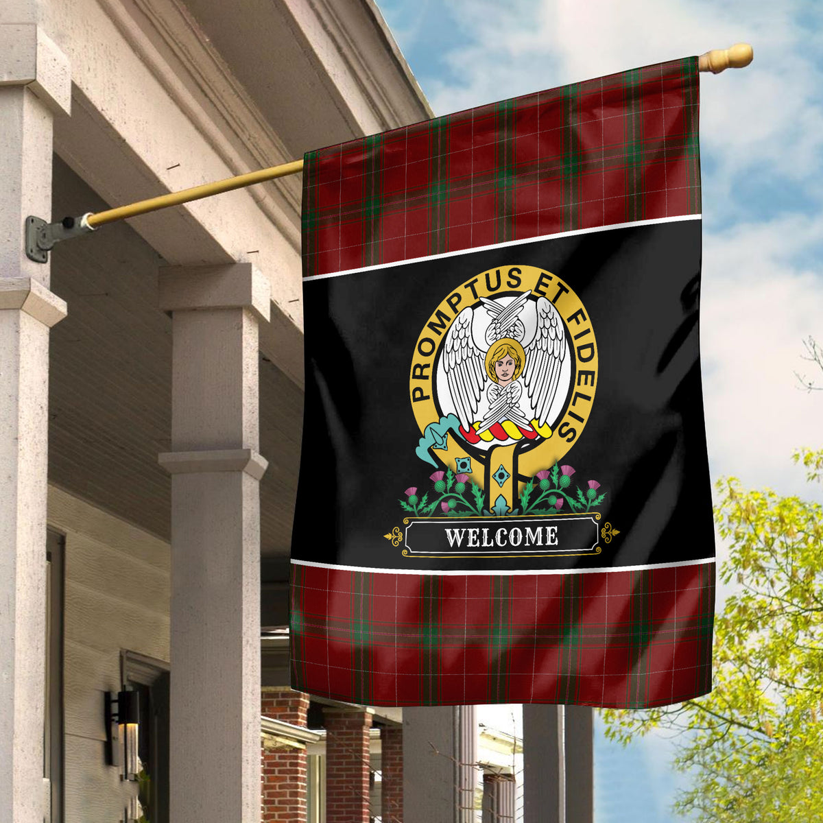 Carruthers Tartan Crest Garden Flag - Welcome Style