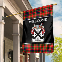 Christie Tartan Crest Black Garden Flag