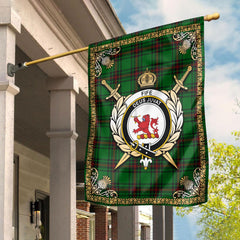 Fife District Tartan Crest Garden Flag - Celtic Thistle Style