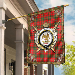 Hay Modern Tartan Crest Garden Flag - Celtic Thistle Style