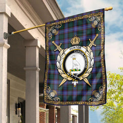 Hunter Modern Tartan Crest Garden Flag - Celtic Thistle Style