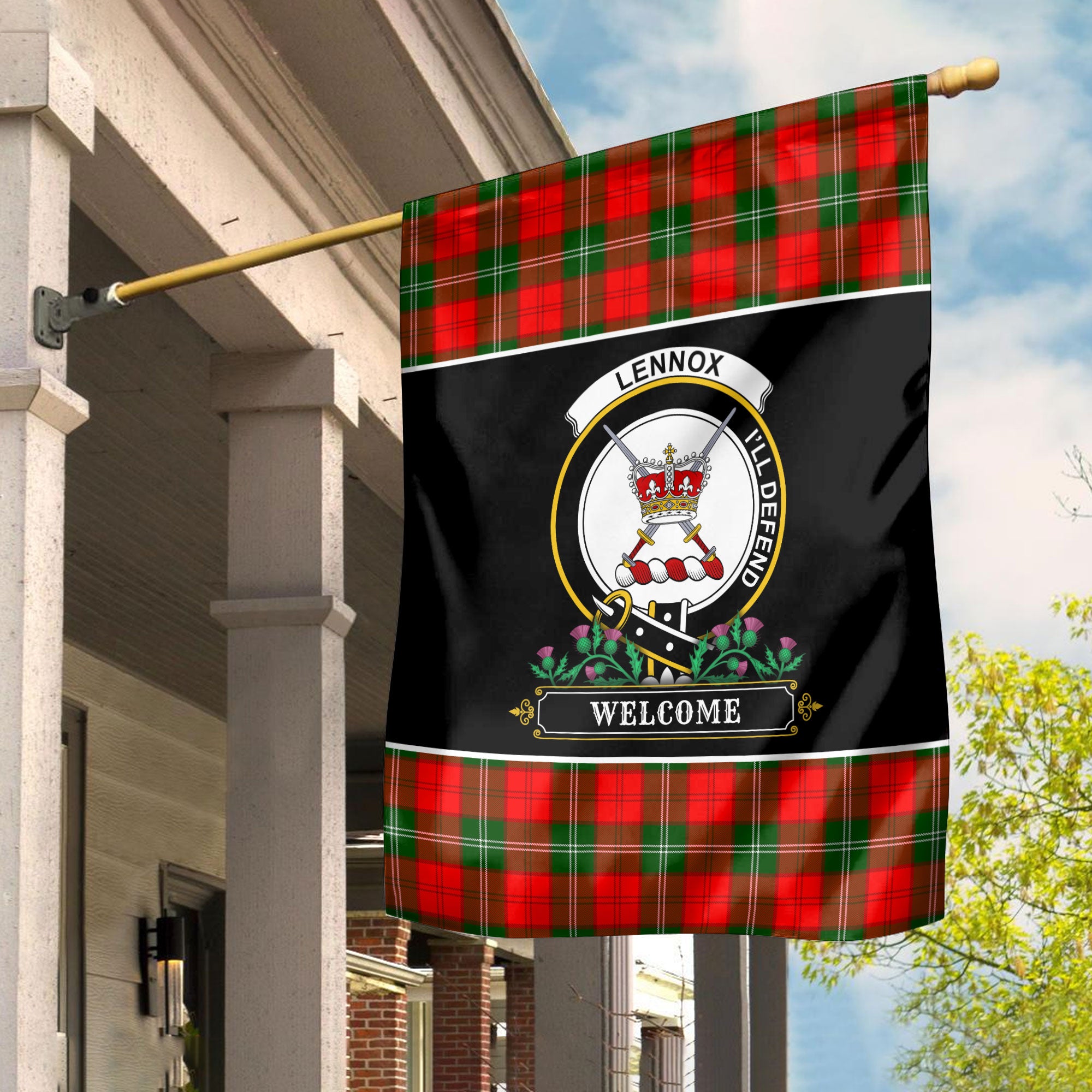 Lennox (Lennox Kincaid) Tartan Crest Garden Flag - Welcome Style