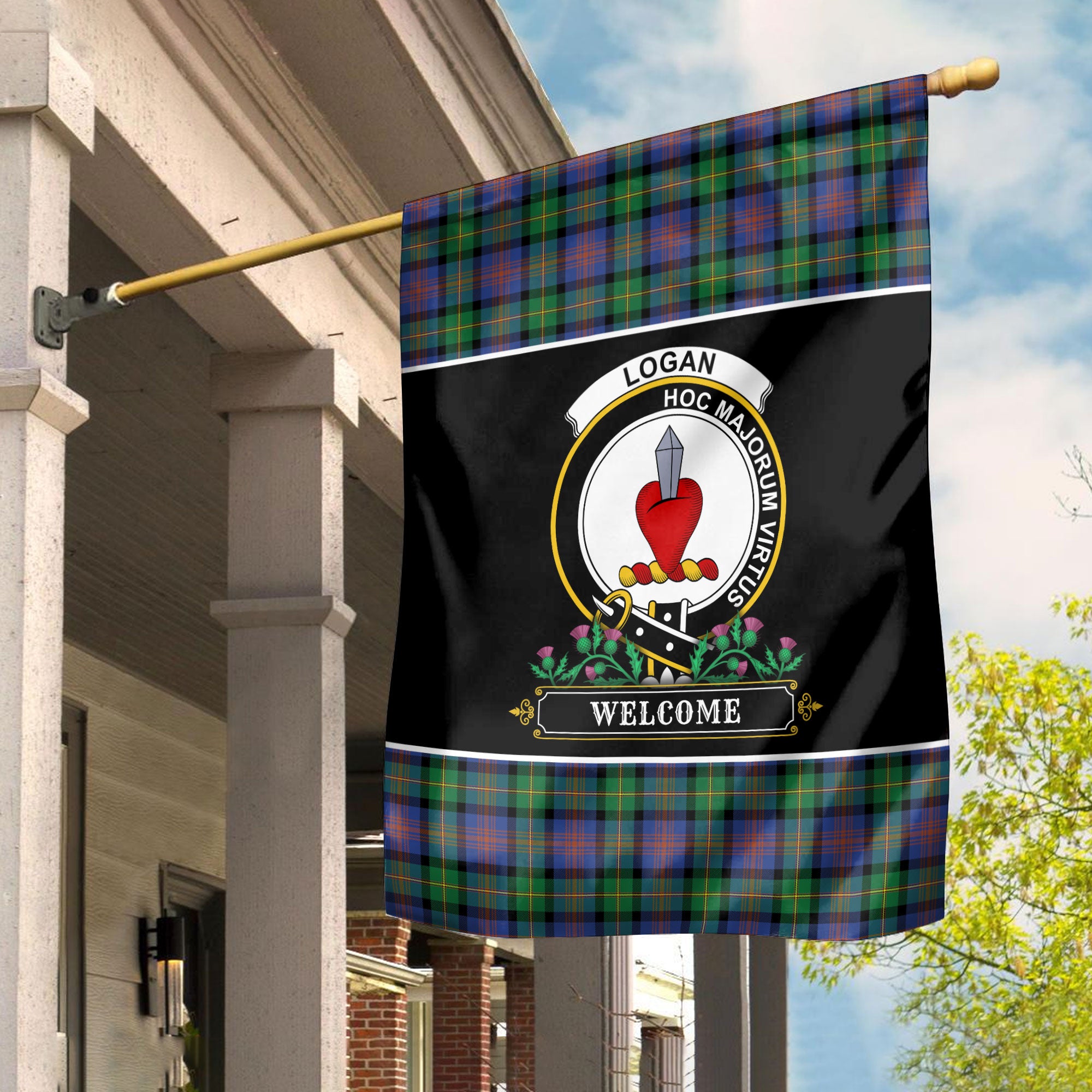 Logan Ancient Tartan Crest Garden Flag - Welcome Style