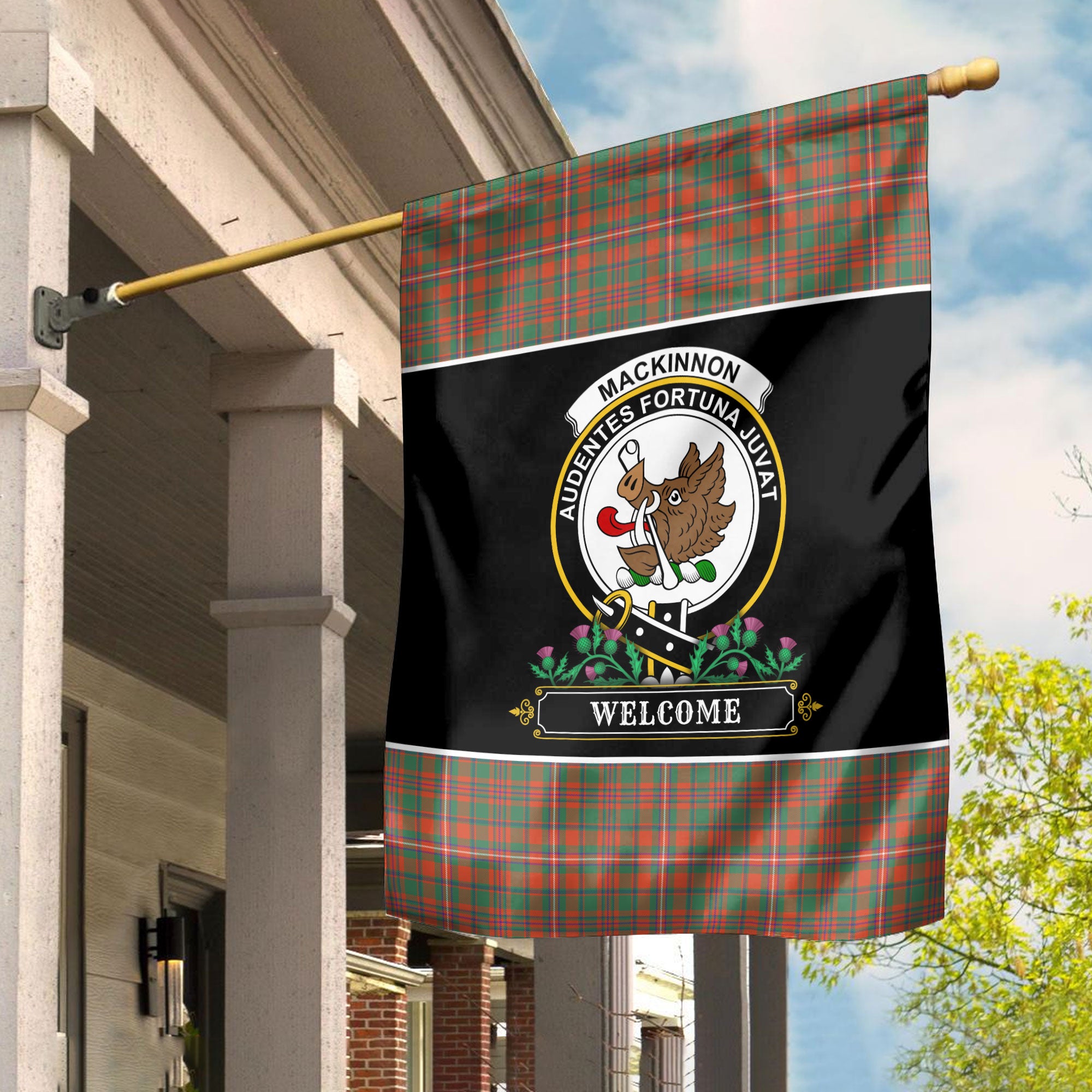MacKinnon Ancient Tartan Crest Garden Flag - Welcome Style