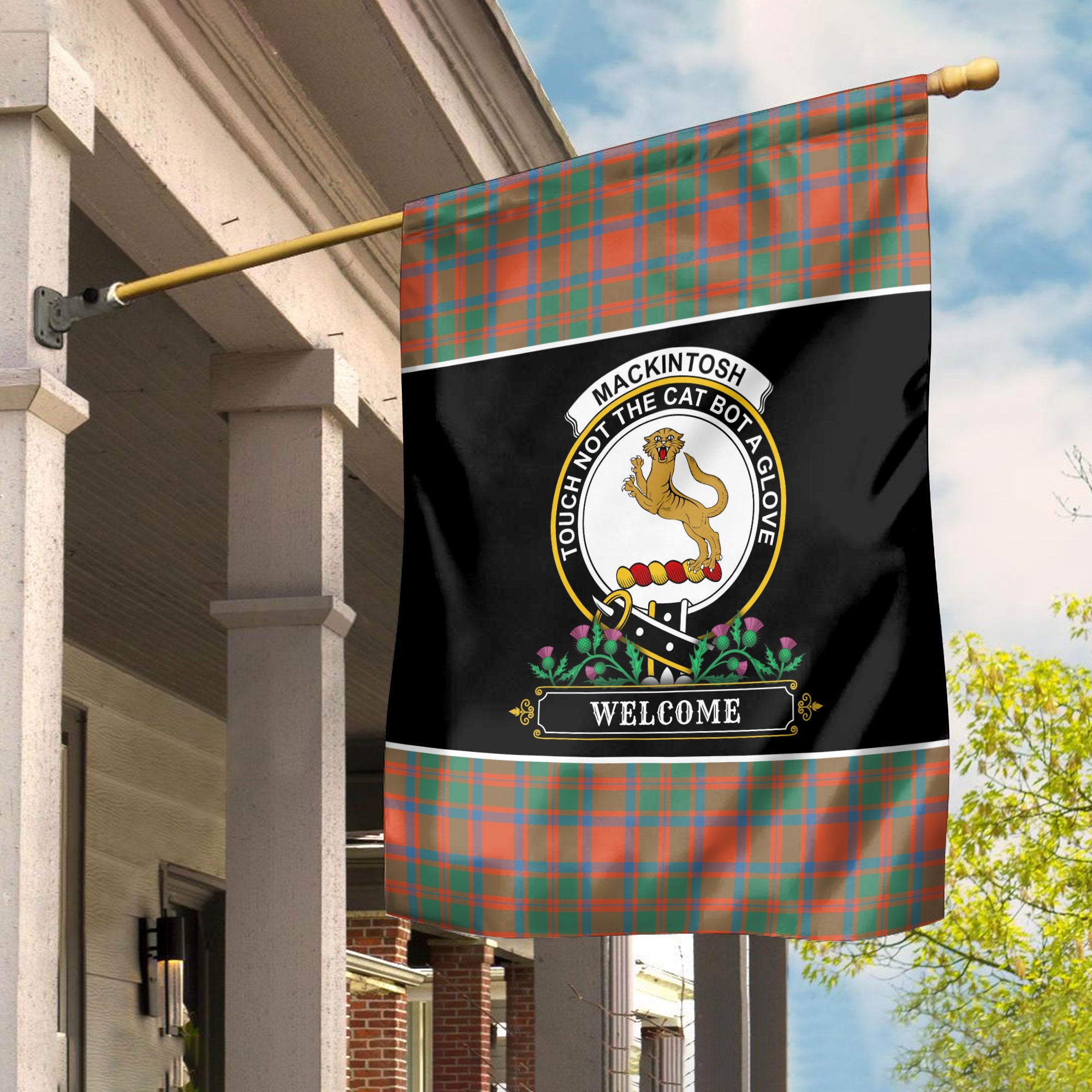 MacKintosh Ancient Tartan Crest Garden Flag - Welcome Style