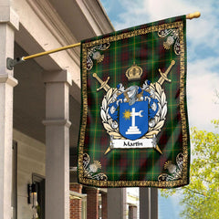 Martin Tartan Crest Garden Flag - Celtic Thistle Style